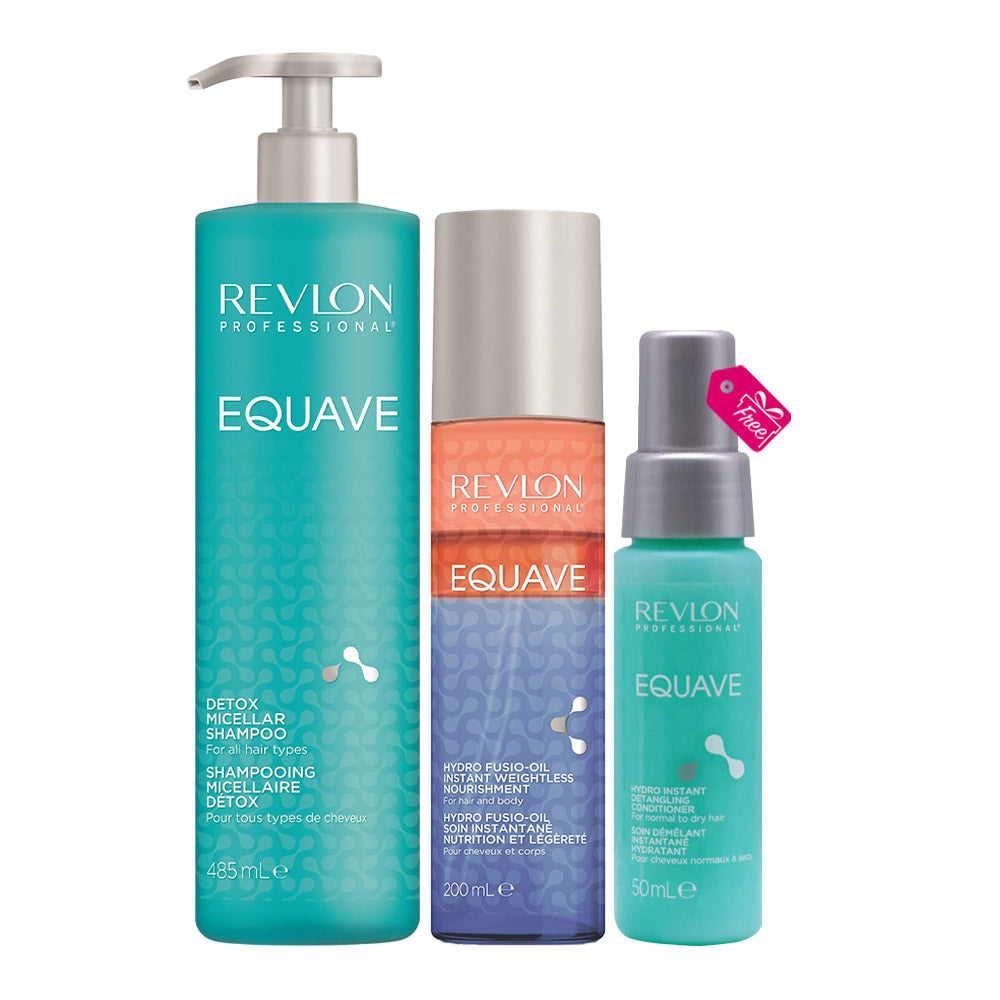 Revlon Equave Detox Micellar Shampoo 485ml  Fusio-Oil 200ml + Conditioner 50ml OMAGGIO