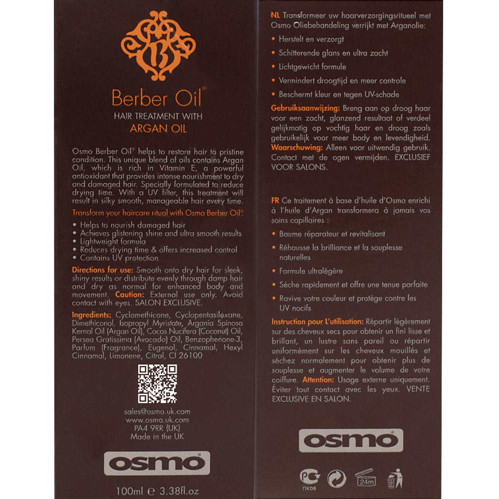Osmo Styling Berber Oil 100ml - olio capelli danneggiati