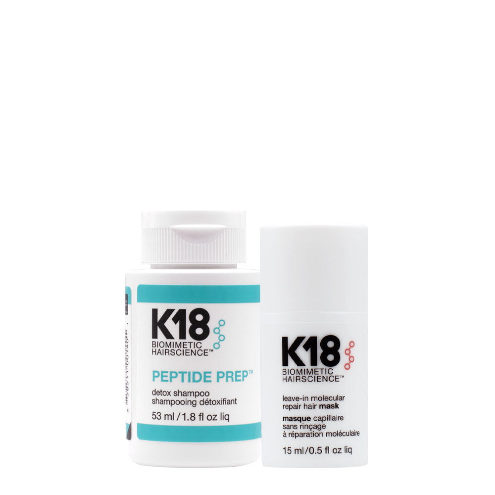 K18 Peptide Prep Detox Shampoo 53ml  Leave-In Molecular Repair Hair Mask 15ml