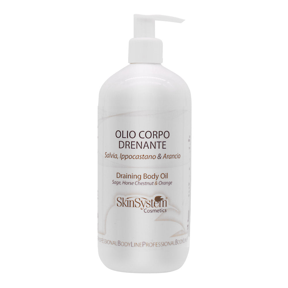 SkinSystem Draining Body Oil Sage Horse Chestnut & Orange 500ml - olio drenante