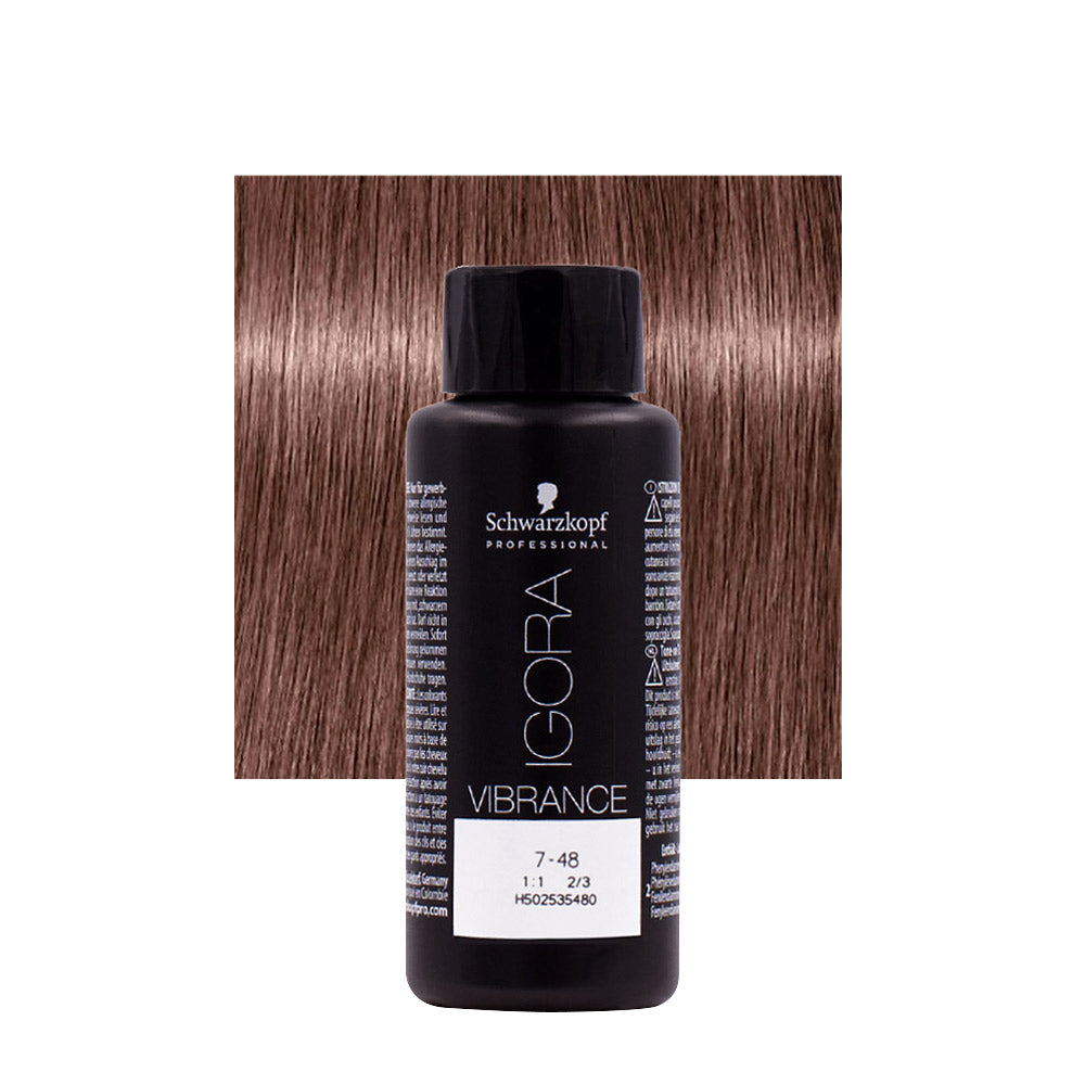 Schwarzkopf Igora Vibrance 7-48 Biondo Medio Beige Rosso 60ml