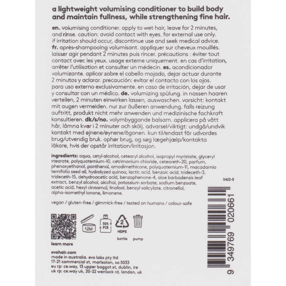 Evo Volume Bride Of Gluttony Volumising Conditioner 300ml - balsamo volumizzante