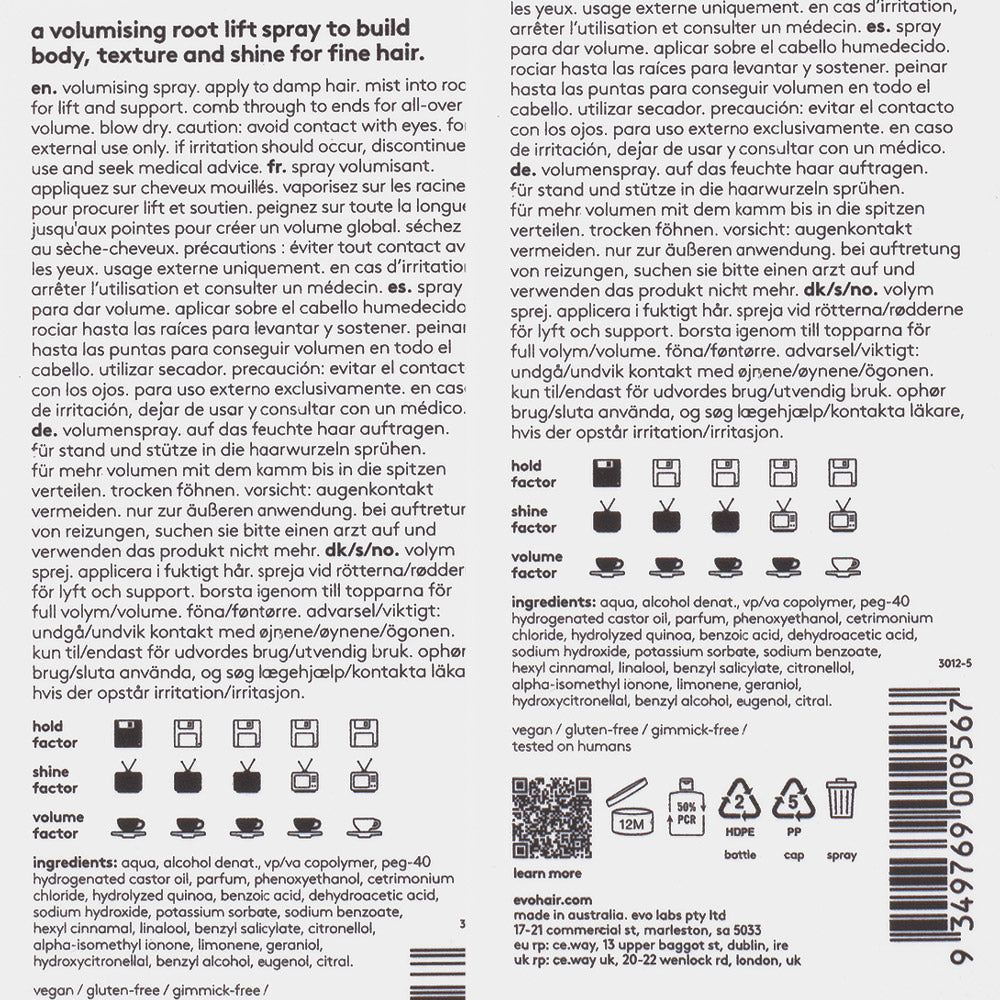 Evo Volume Root Canal Volumising Spray 200ml - spray volumizzante
