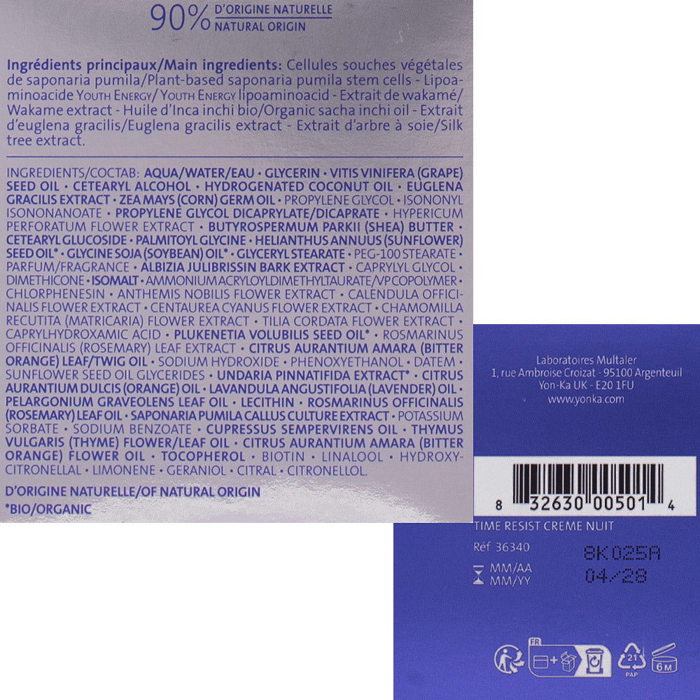 Yonka Age Correction Time Resist Nuit 50ml - crema viso notte antietà