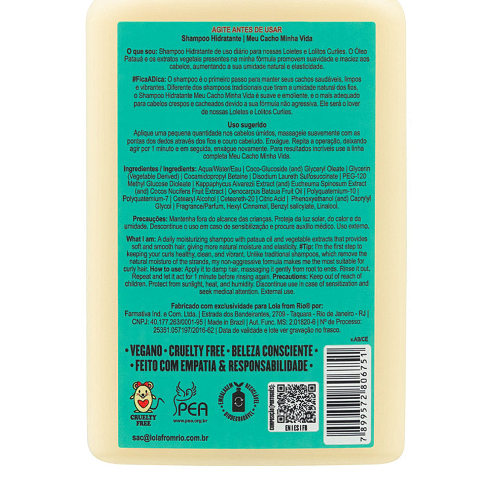 Lola From Rio Meu Cacho Minha Vida Shampoo 500ml - shampoo idratante quotidiano capelli ricci