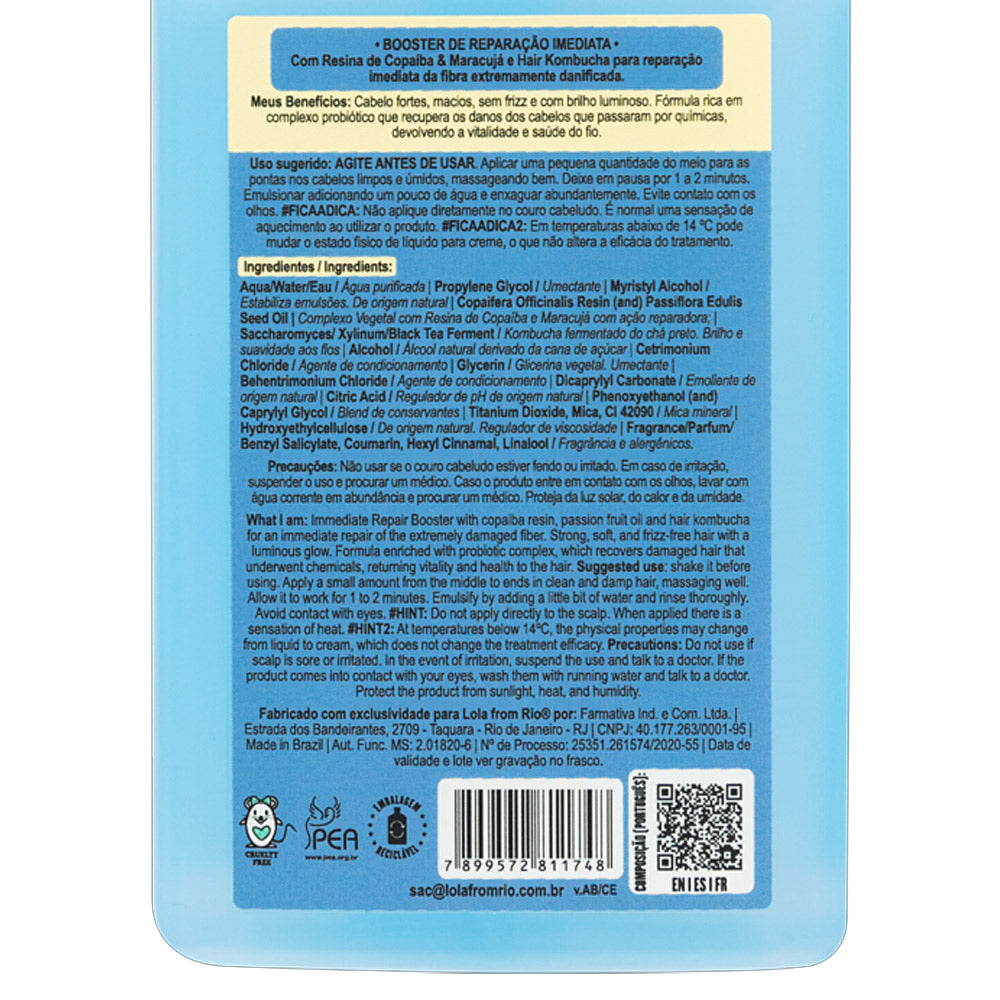 Lola From Rio Danos Vorazes Booster De Reparação Imediata 250ml - balsamo liquido anticrespo