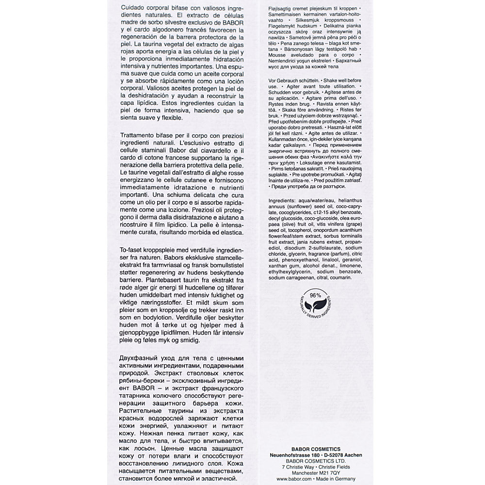 Babor Spa Energizing Bi-Phase Body Foam 200ml - trattamento corpo bifasico