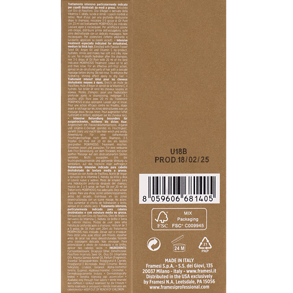 Framesi Morphosis Sublimis Oil Pure 100ml - olio capelli secchi e disidratati