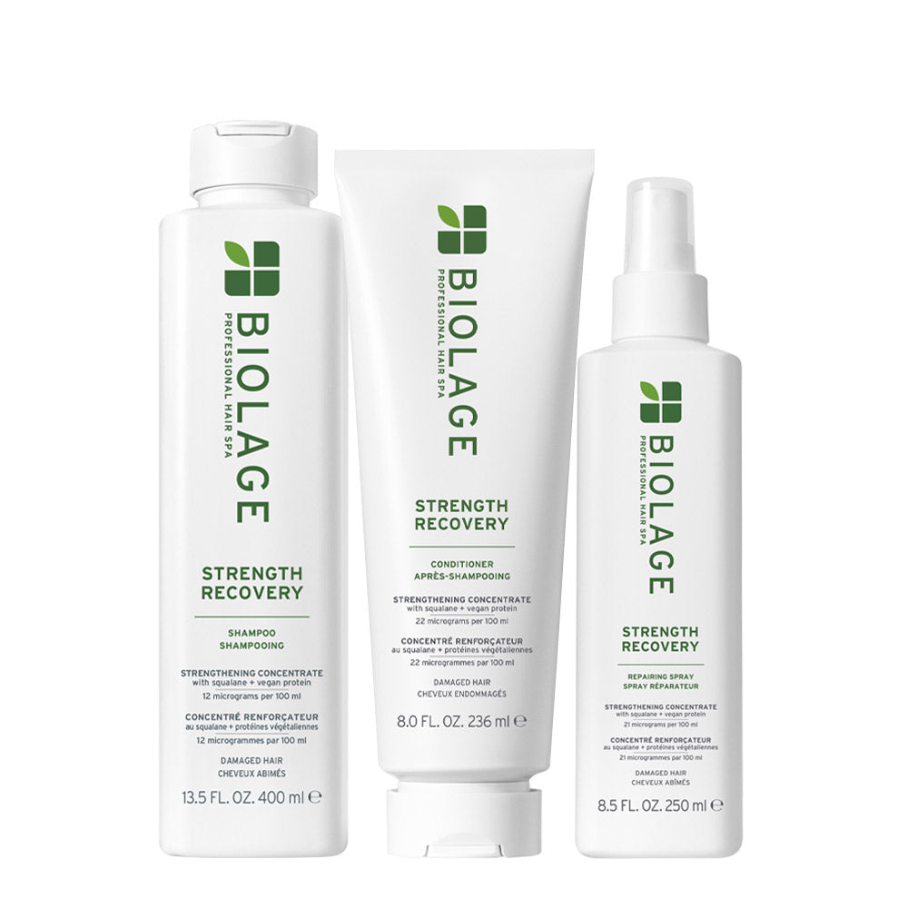 Biolage Professional Hair Spa Strenght Recovery Shampoo 400ml Conditioner 236ml Spray 250ml