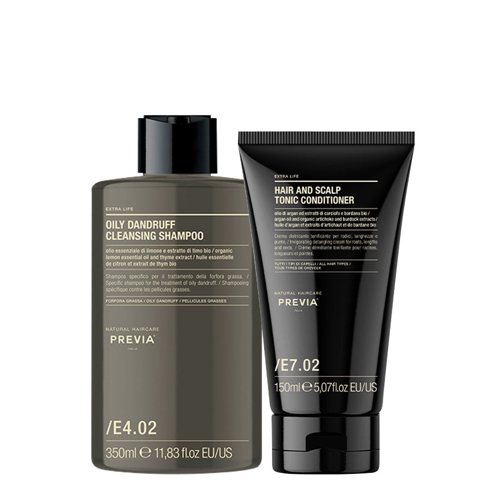 Previa ExtraLife Oily Dandruff Cleasing Shampoo 350ml Hair and Scalp Tonic Conditioner 150ml