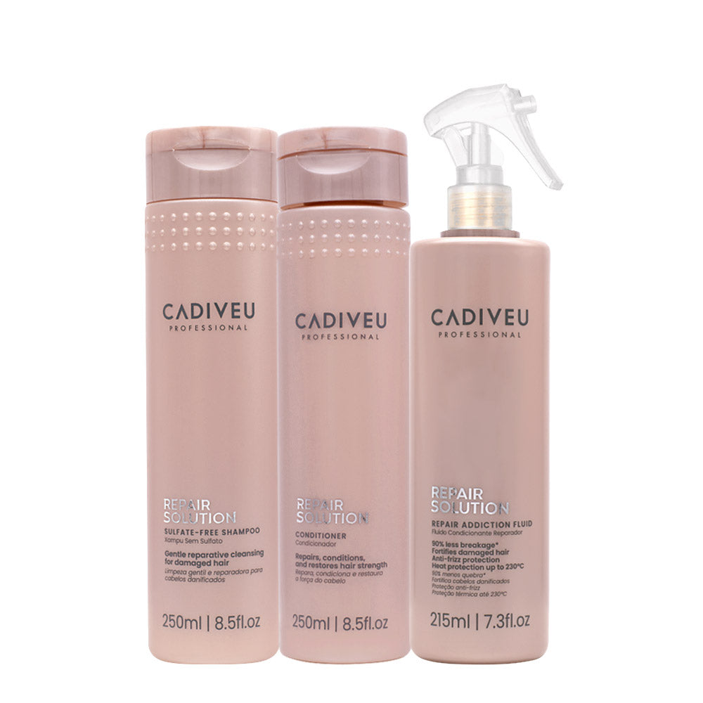 Cadiveu Professional Repair Solution Shampoo 250ml Conditioner 250ml Fluid 215ml