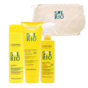 Cadiveu Sol Do Rio Professional Shampoo 250ml Mask 250ml  Leave-In Conditioner 215ml + Beach Pochette OMAGGIO