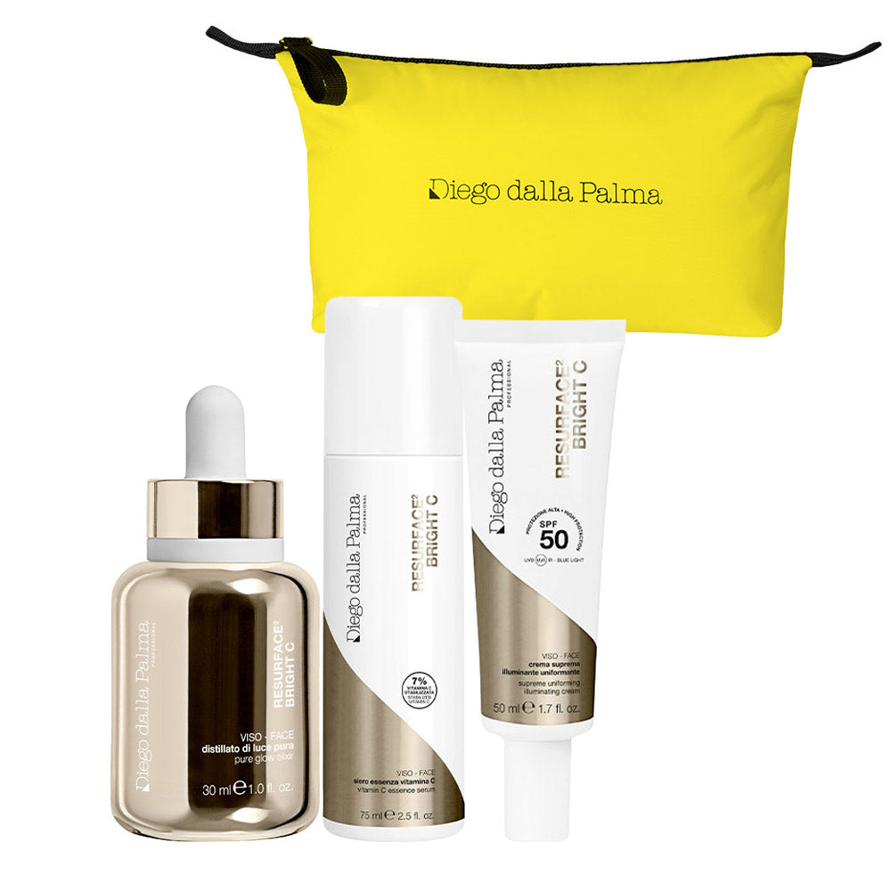 Diego dalla Palma Professional Resurface Bright C Pure Glow Elixir 30ml Serum 75ml Cream 50ml + Pochette OMAGGIO