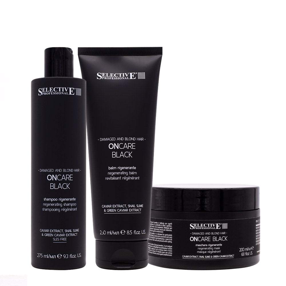 Selective Professional On Care Black Shampoo 275ml Balm 250ml Mask 200ml
