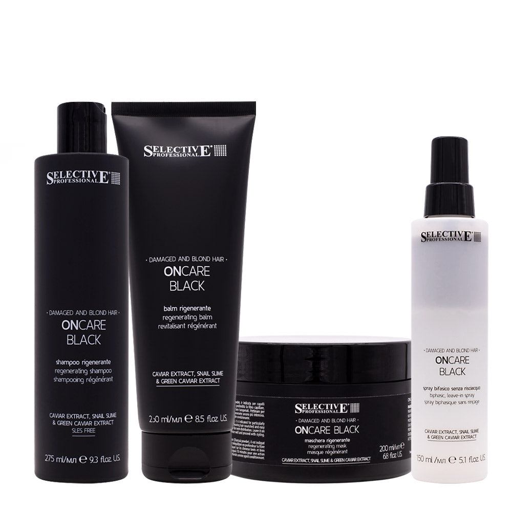 Selective Professional On Care Black Shampoo 275ml Balm 250ml Mask 200ml Spray 150ml