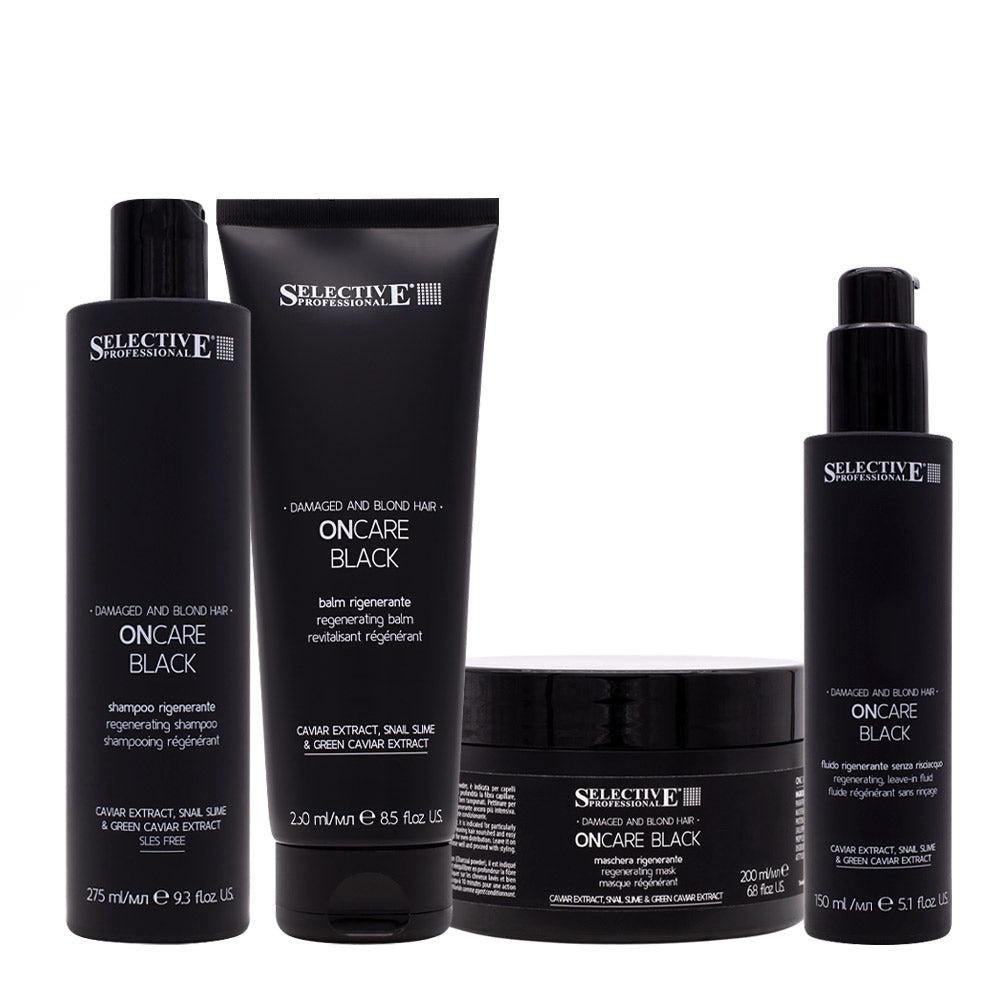 Selective Professional On Care Black Shampoo 275ml Balm 250ml Mask 200ml Cream 150ml