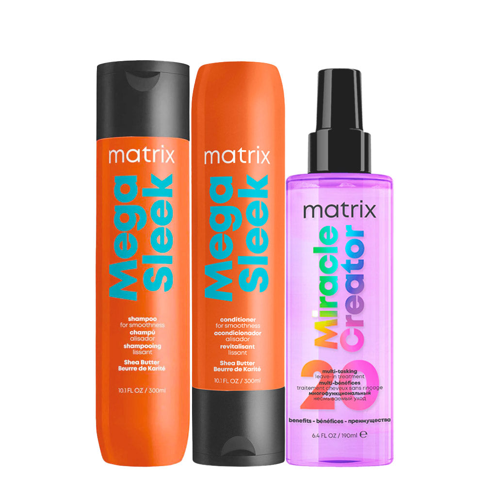 Matrix Haircare Mega Sleek Shampoo 300ml Conditioner 300ml Miracle Creator 190ml