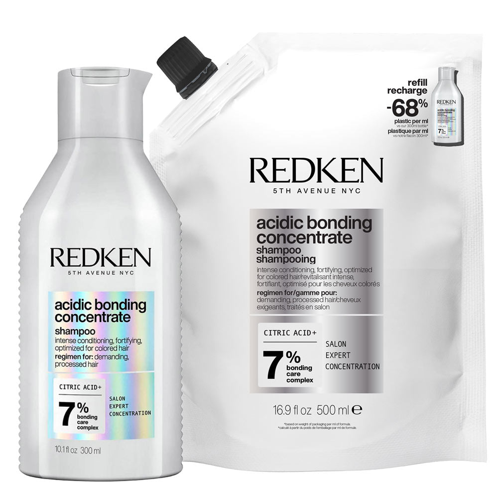 Redken Acidic Bonding Concentrate Shampoo 300ml  + Refill 500ml