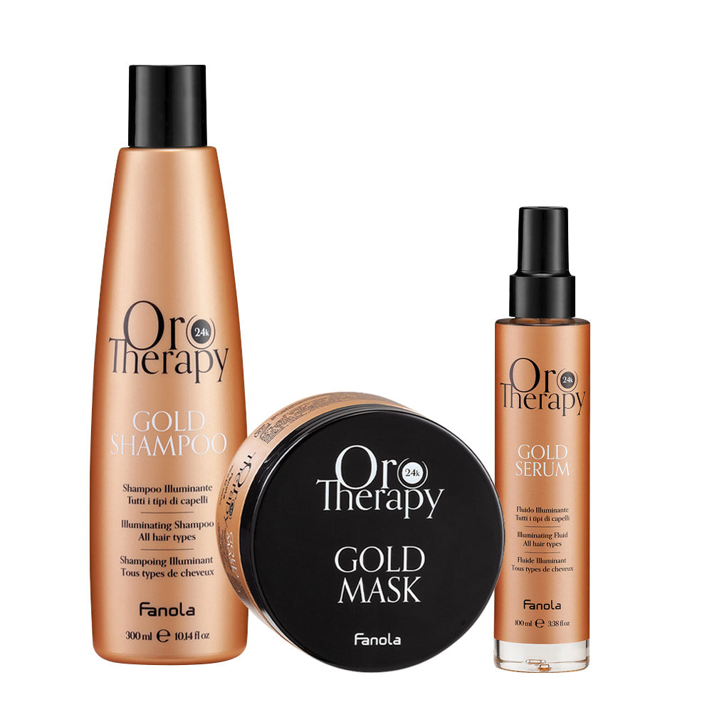 Fanola Oro Therapy Oro Puro Gold Shampoo 300ml Mask 300ml Serum 100ml