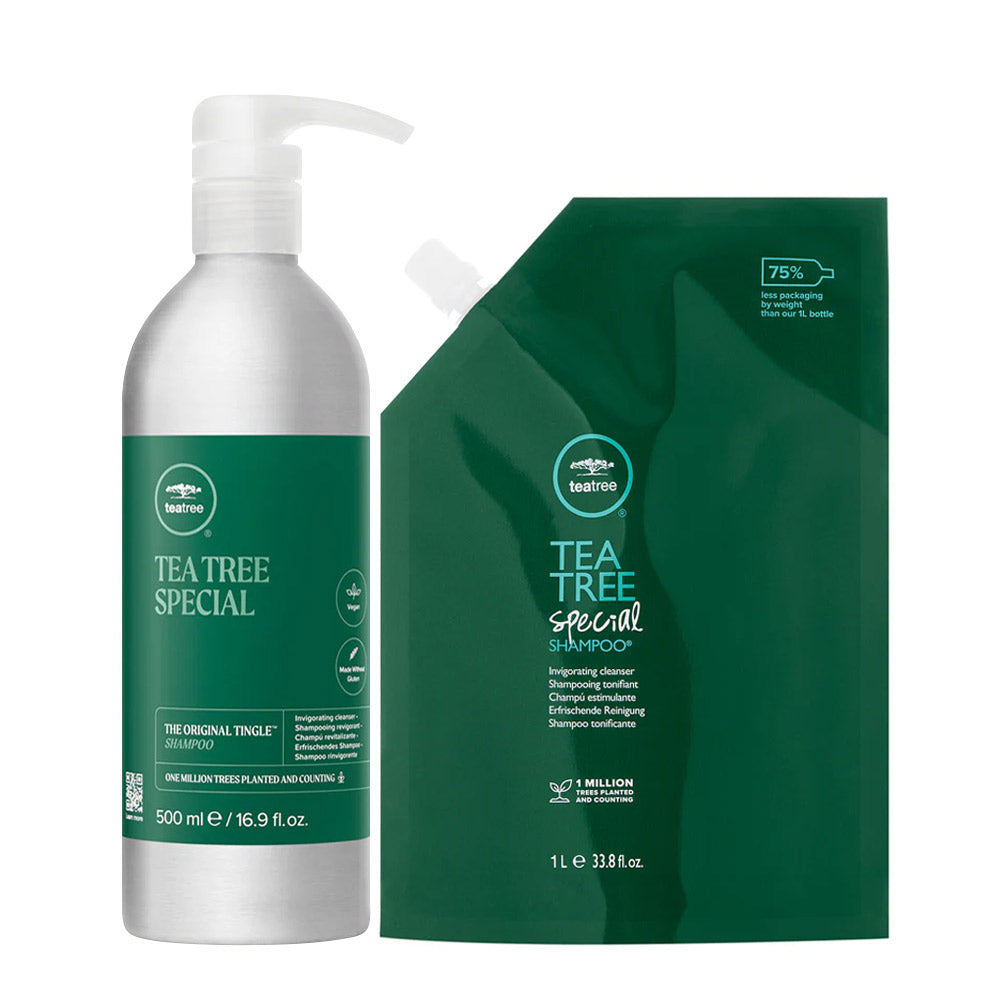 Paul Mitchell Tea Tree Special Shampoo Aluminium Bottle 500ml + Refill 1000ml