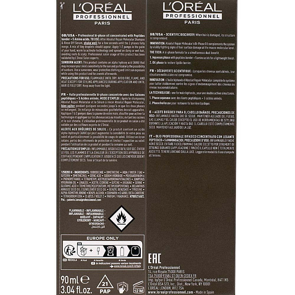 L'Oreal Professionnel Paris Serie Expert Absolut Repair Molecular Oil 90ml - olio capelli danneggiati