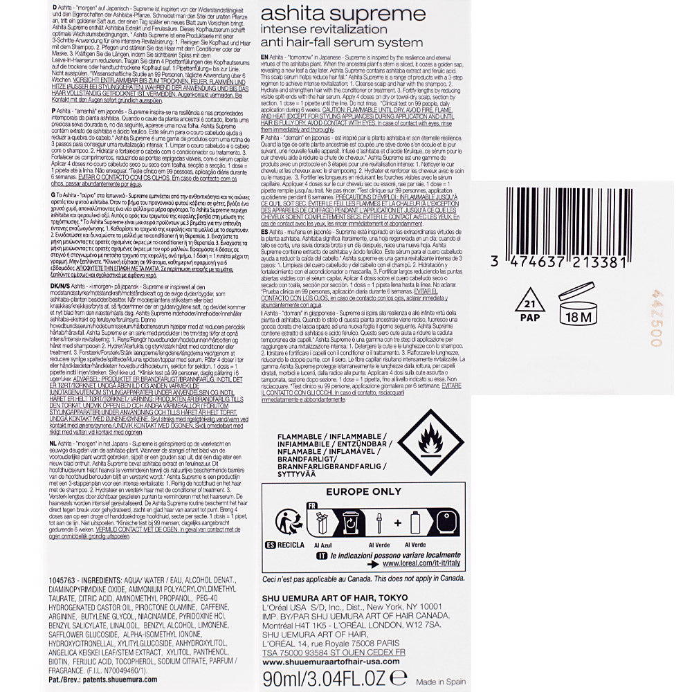 Shu Uemura Ashita Supreme Intense Revitalization Anti Hair-Fall Serum Scalp 90ml - siero anticaduta