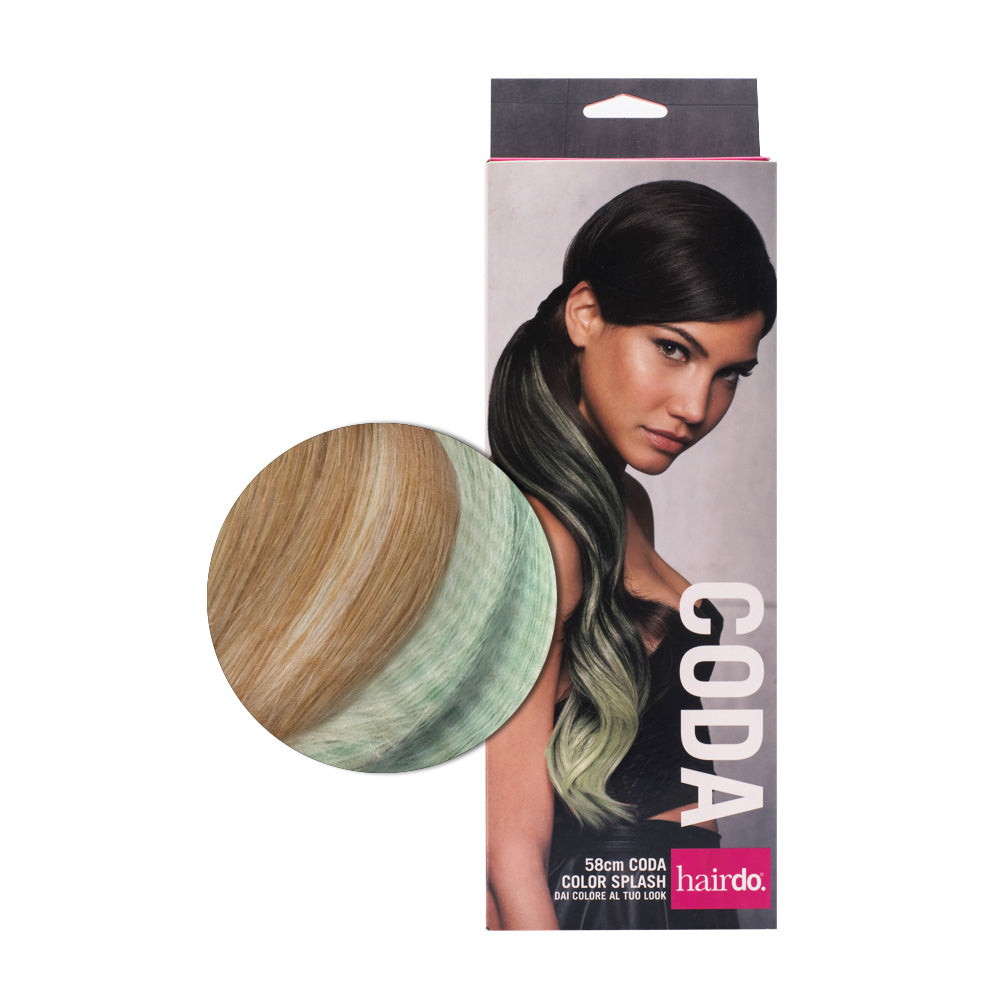 Hairdo Coda Color Splash Gold Wheat / Light Green 58 cm  - coda verde chiaro su