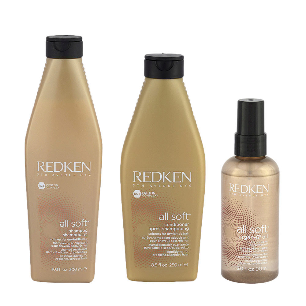 Redken Kit All Soft Shampoo 300ml Conditioner 250ml Argan 6 Olio 90ml Hair Gallery