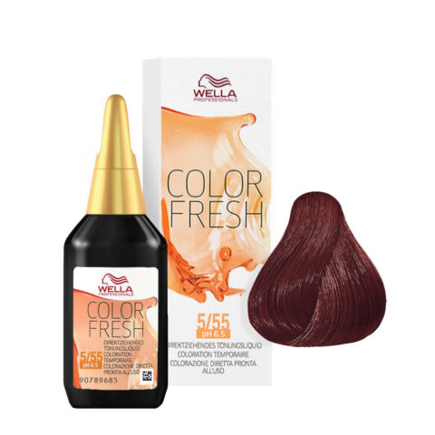 Wella Color Fresh 5/55 Intense Mahogany Light Brown 75ml - conditioning colour enhancer without ammonia