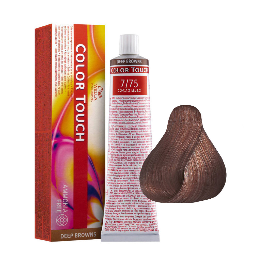 Wella Color Touch Deep Browns 7/75 Medium Blonde Sand Mahogany 60ml - demi-permanent color without ammonia