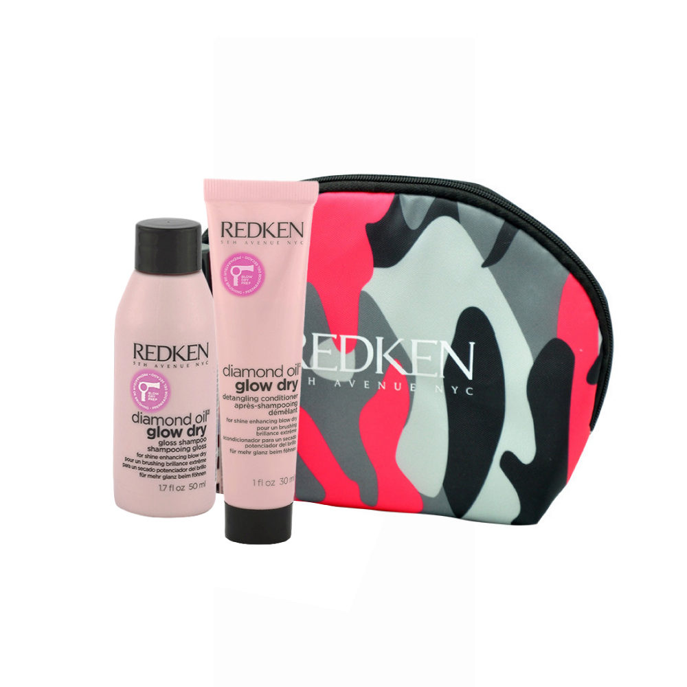 Redken Diamond Oil Glow Dry Gloss Shampoo 50ml Detangling Conditioner 30ml Free Clutch Bag Hair Gallery