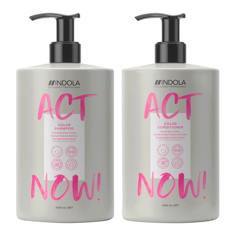 Indola Act Now Shampoo 1000ml And Conditioner 1000ml Colored Hair