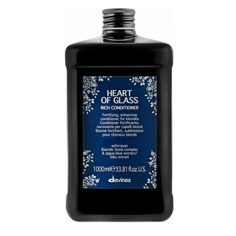 Davines Heart of Glass Rich Conditioner 1000ml - revitalizing blonde hair conditioner