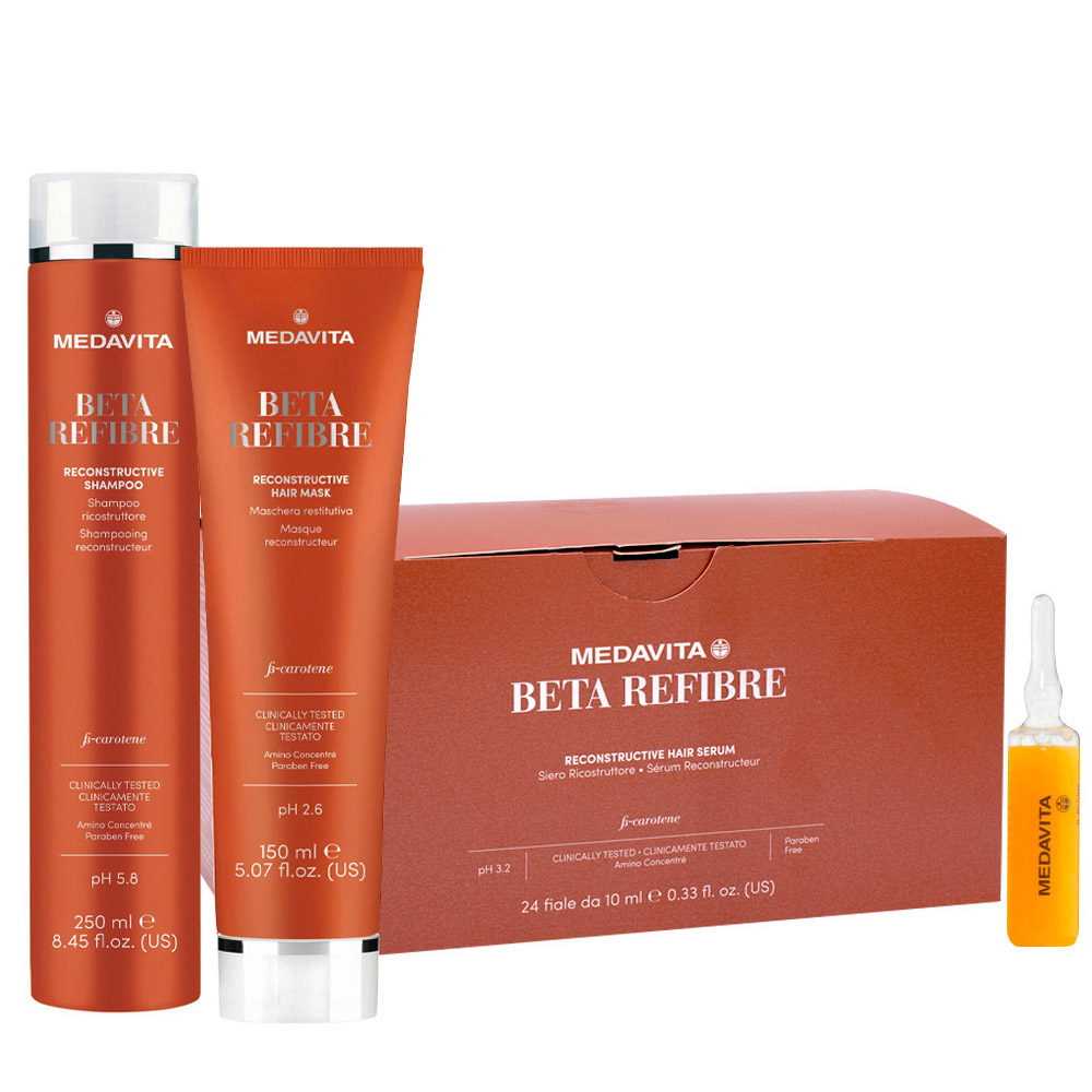 Medavita Beta Refibre Shampoo 250ml Mask 150ml Fiale 24x10ml