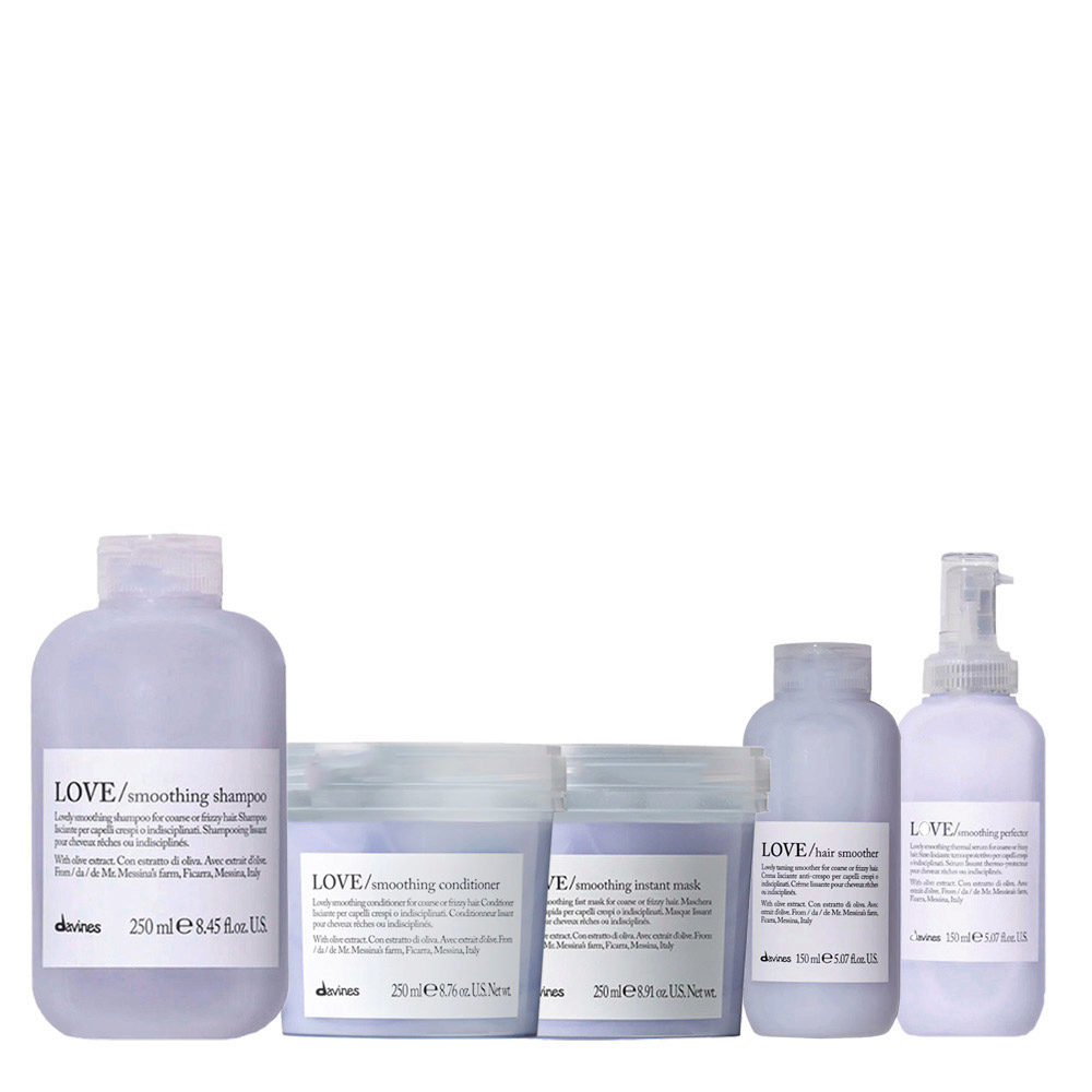 Davines Love Shampoo 250ml Conditioner 250ml  Instant Mask 250ml Smoother Creme 150ml Smoothing Perfector 150ml