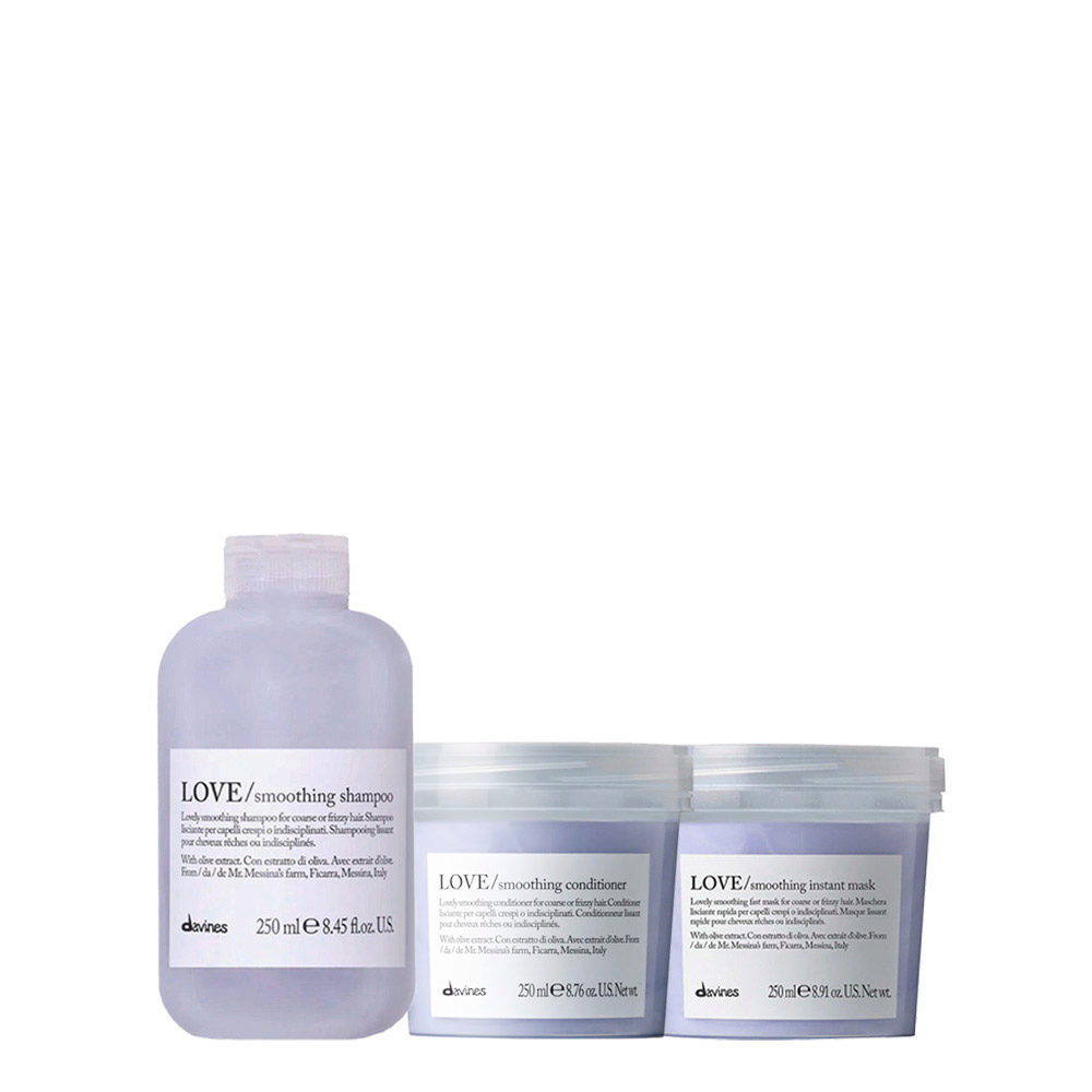 Davines Essential HairCare Love Smoothing Shampoo 250ml Conditioner 250ml Instant Mask 250ml