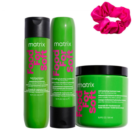 Matrix Haircare Food For Soft Shampoo 300ml Conditioner 300ml Mask 500ml + Free InstaCure Scrunch