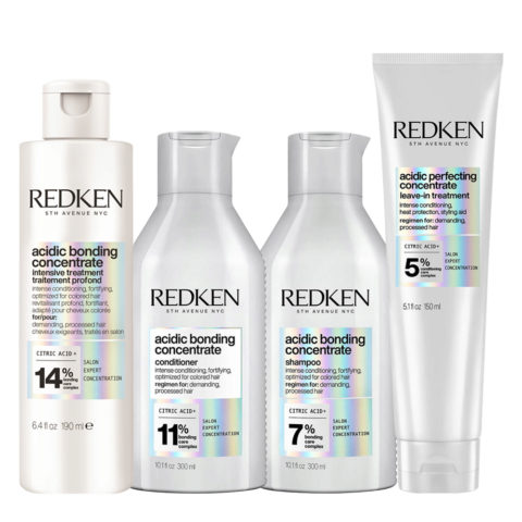 Redken Acidic Bonding Concentrate Pre Treatment 190ml Shampoo 300ml Conditioner 300ml Leave-in Treatment 150ml