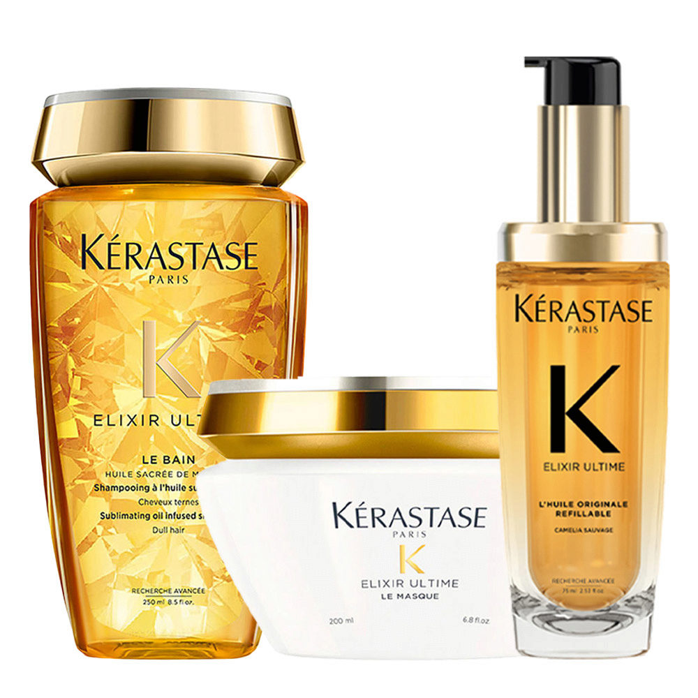 Kerastase Elixir Ultime Shampoo 250ml Mask 200ml L'Huile Originale 75ml