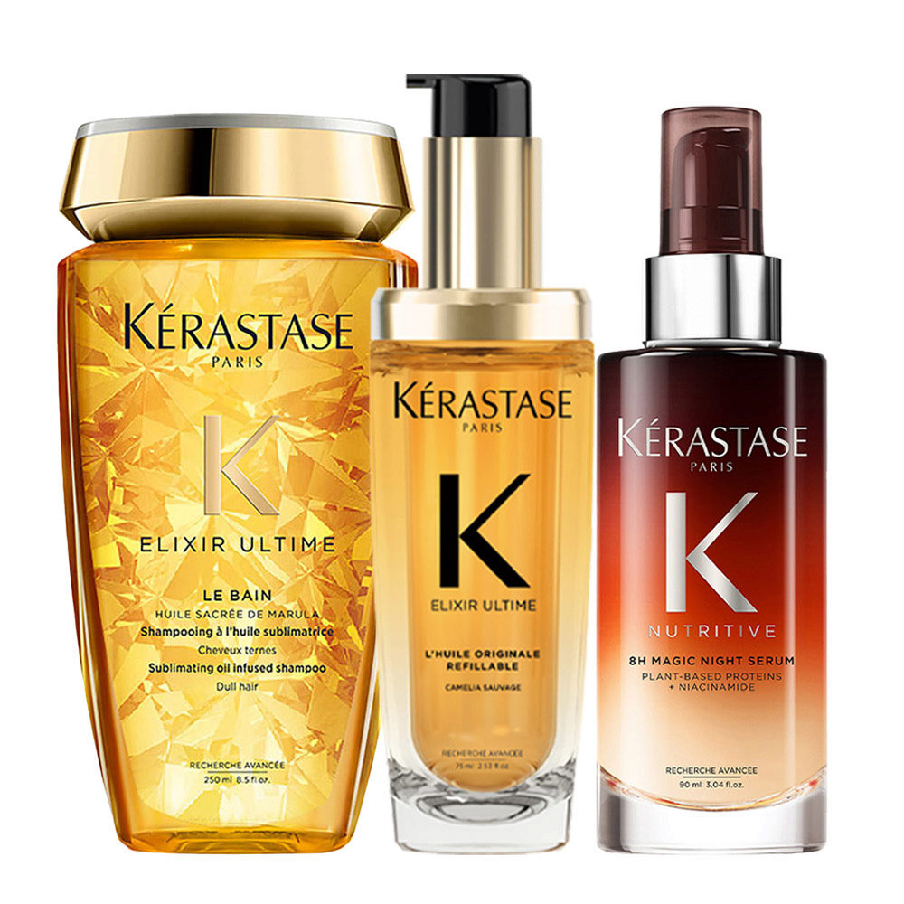 Kerastase Elixir Ultime Shampoo 200ml L'Huile Originale 75ml Night Serum 90ml