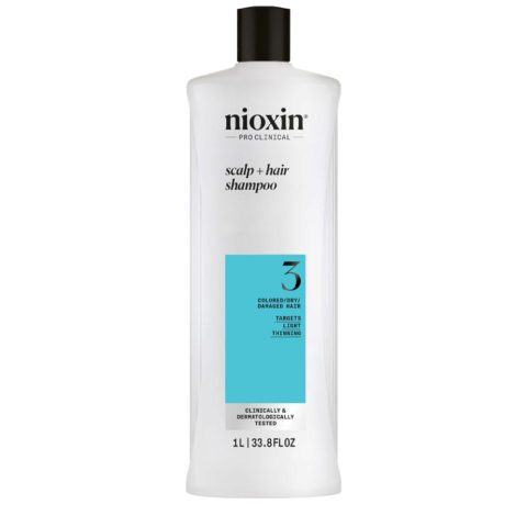 Nioxin Sistema 3 Hair + Scalp Shampoo 1000ml - fortifying shampoo damaged hair