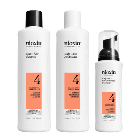 Nioxin Sistema 4 Kit Trifasico Shampoo 300ml Conditioner 300ml Treatment 100ml - advanced thinning kit