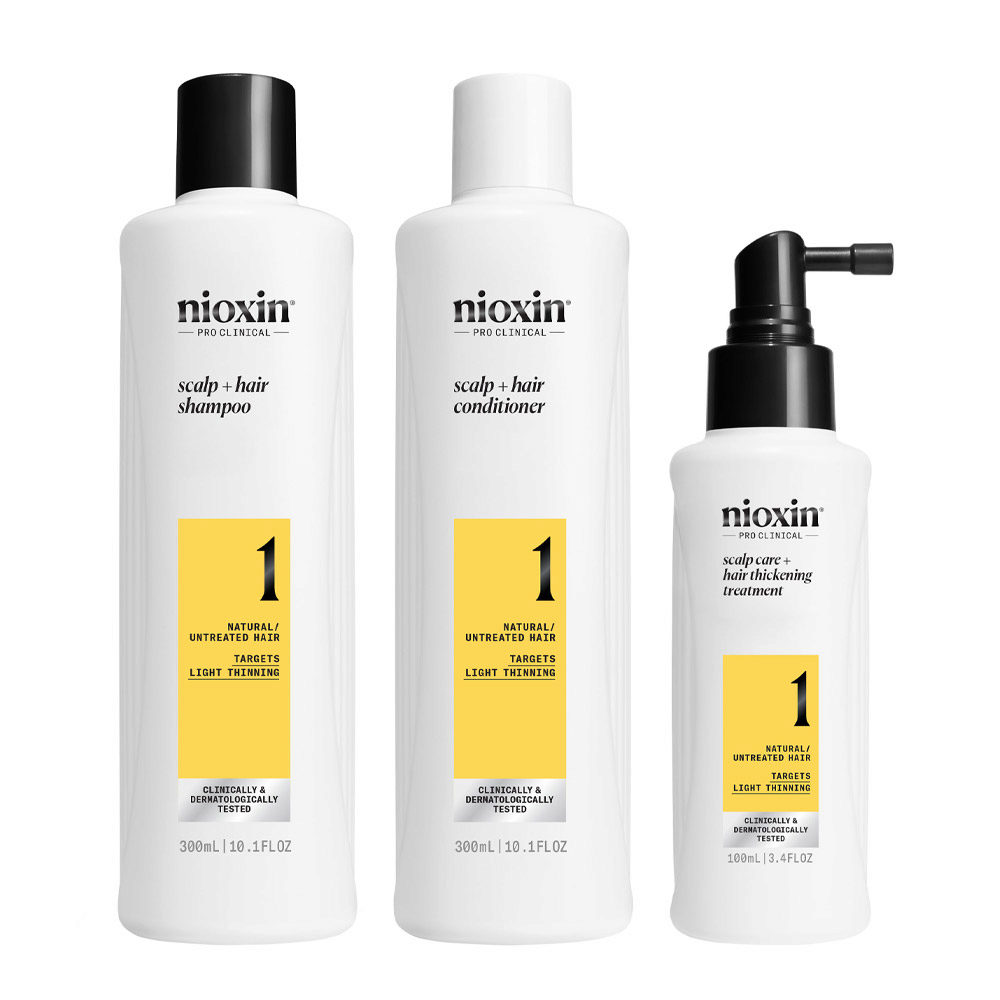 Nioxin Sistema 1 Kit Trifasico Shampoo 300ml Conditioner 300ml Treatment 100ml  - mild thinning kit