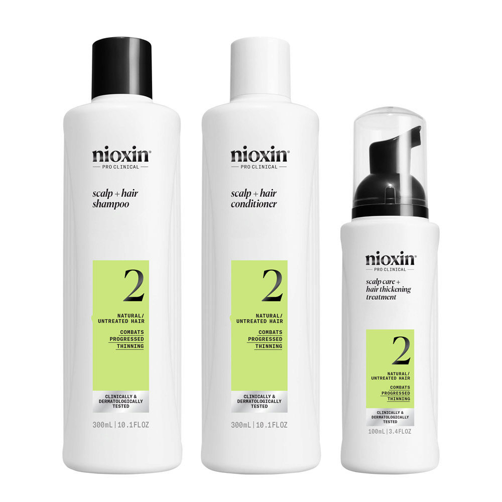 Nioxin Sistema 2 Kit Trifasico Shampoo 300ml Conditioner 300ml Treatment 100ml - advanced thinning kit