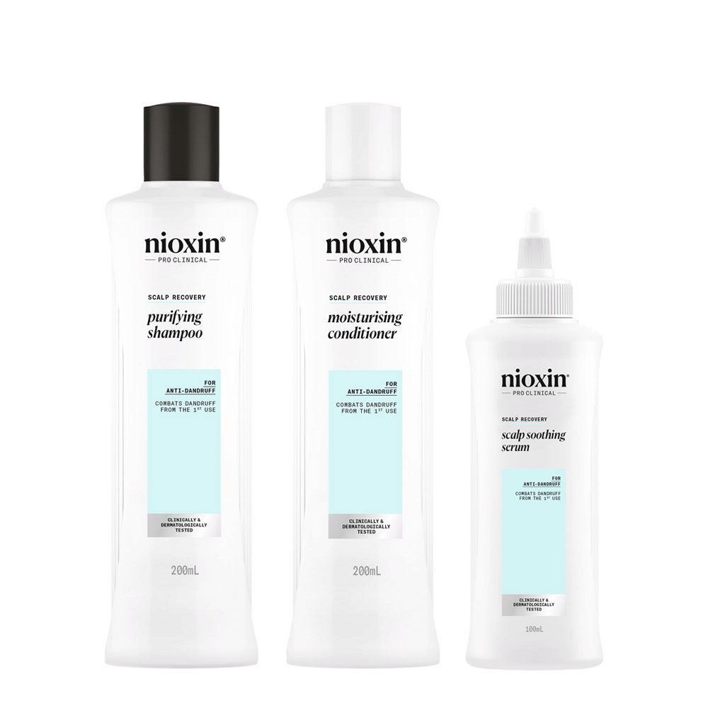 Nioxin Scalp Recovery Kit Trifasico Shampoo 200ml Conditioner 200ml Serum 100ml - anti-dandruff kit