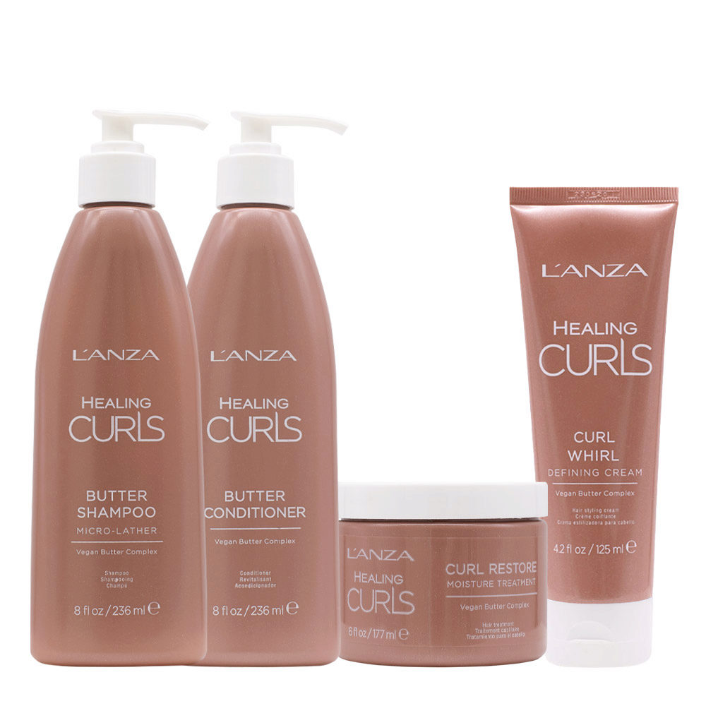 L' Anza Healing Curls Butter Shampoo 236ml Conditioner 236ml Treatment 177ml Cream 125ml