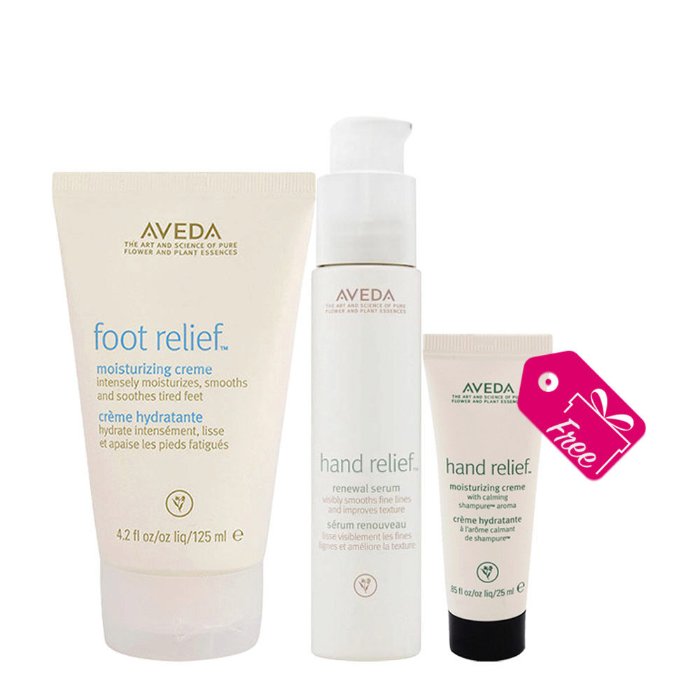 Aveda Foot Relief Moisturizing Creme 125ml Hand Relief Renewal Serum 45ml Hand Relief Creme 25ml FREE