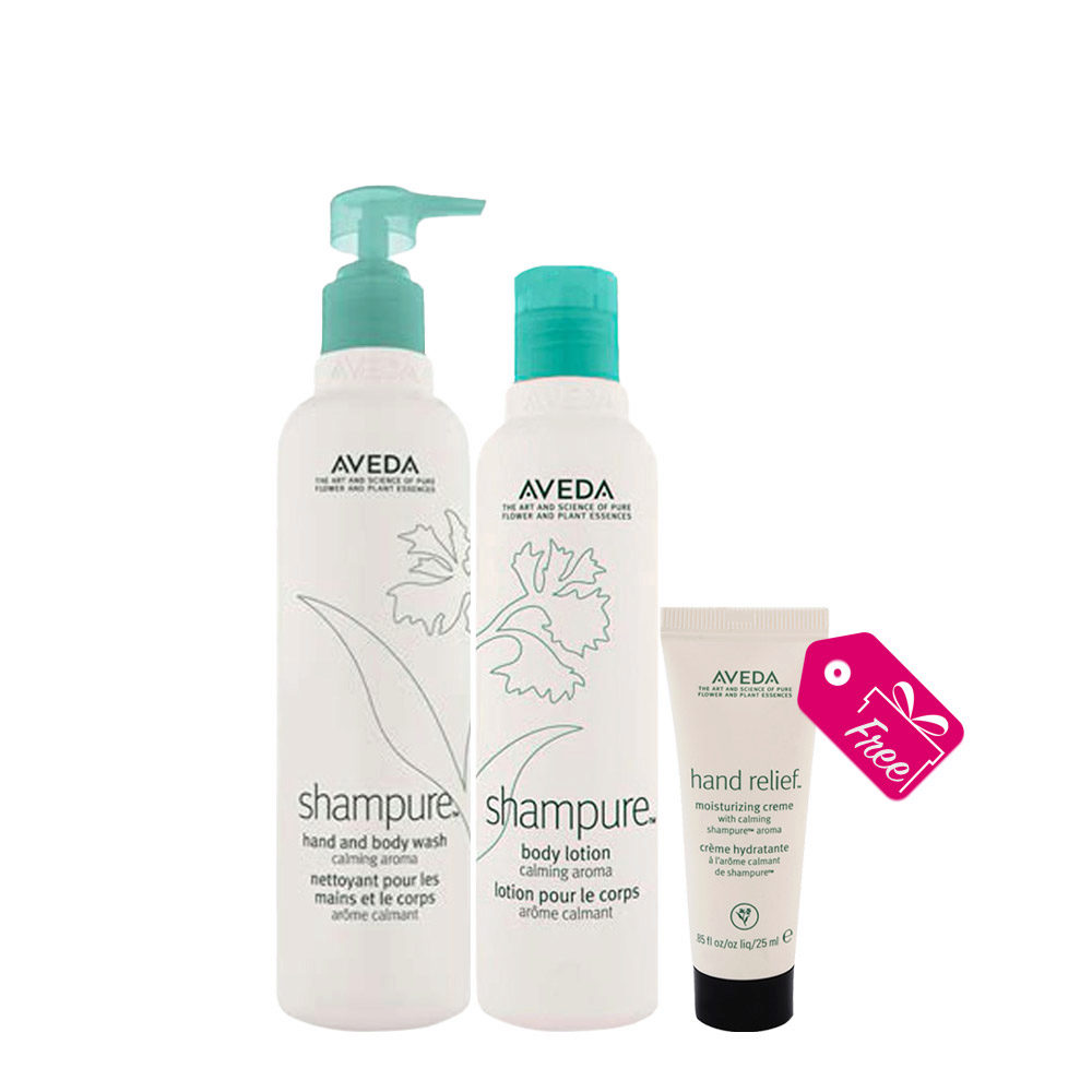 Aveda Shampure Hand & Body Wash 250ml Body Lotion 200ml + Hand Relief Creme 25ml FREE