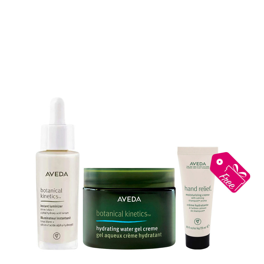 Aveda Botanical Kinetics Instant Luminizer 30ml Hydrating Water Gel Creme 50ml + Hand Relief Creme 25ml FREE