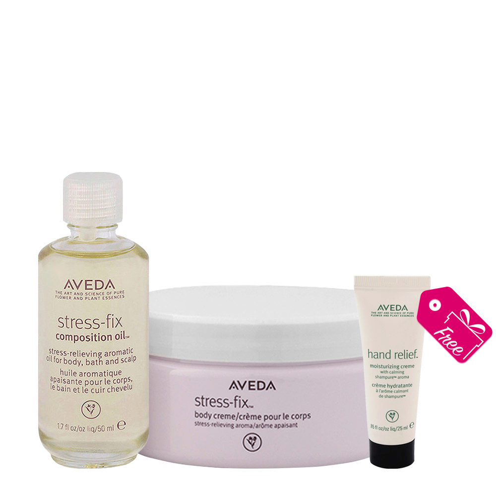 Aveda Stress-Fix Composition Oil 50ml Body Creme 200ml + Hand Relief Creme 25ml FREE